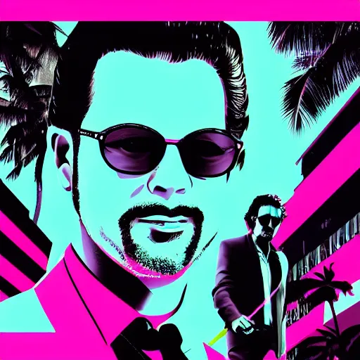 Image similar to miami vice artwork, 4 k digital art, 8 0's style