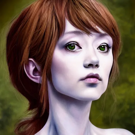 Image similar to A professionaly painted portrait of an archfey, 4k, painted by Junji Ito, trending on artstation, tasteful, bokeh, hyperrealistic, highly detailed, good proportions