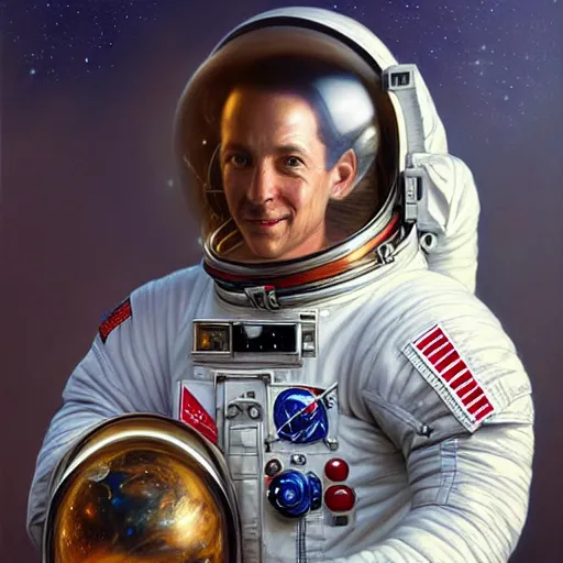 Prompt: a portrait of a stunning astronaut, highly detailed, centered, digital painting, artstation, concept art, donato giancola, Joseph Christian Leyendecker, WLOP, Boris Vallejo, Breathtaking