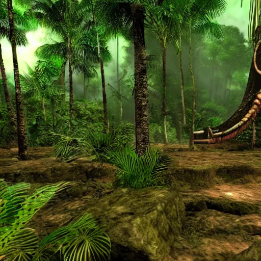 Prompt: turok 64 in a ancient mayan jungle, high quality CG render, 4K