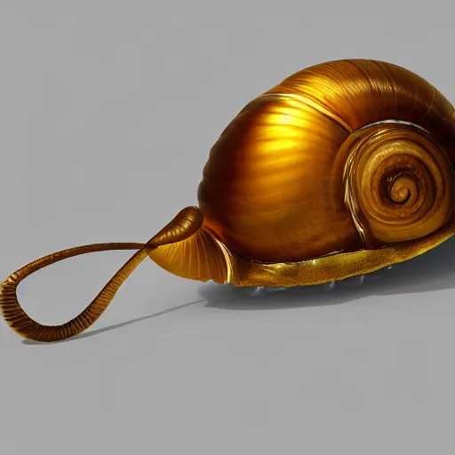 Prompt: a snail with a golden shell wearing dark shades, 4 k, digital art, realistic