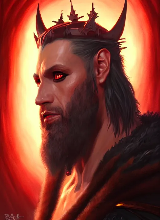 Image similar to a _ fantasy _ style _ portrait _ painting _ of king asmodeus, dnd, wicked, oil _ painting _ unreal _ 5 _ daz. _ rpg _ portrait _ extremely _ detailed _ artgerm _ greg _ rutkowski _ greg