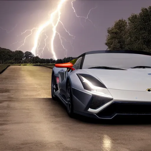 Image similar to rentgen photo of lamboghini get hit by lightning strike, 8k, photorealism,