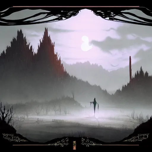 Image similar to scenery of elden ring in the style of the game gris