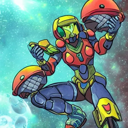 Prompt: The last Metroid is in captivity. The galaxy is at peace.