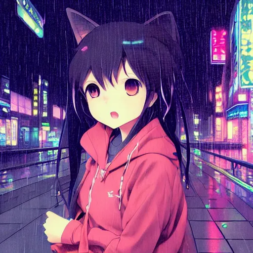 anime girl with cat hoodie