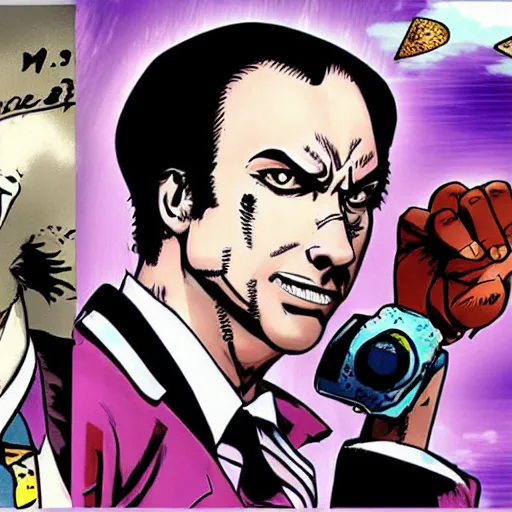 Image similar to saul goodman in jojo's bizarre adventure by Hirohiko Araki