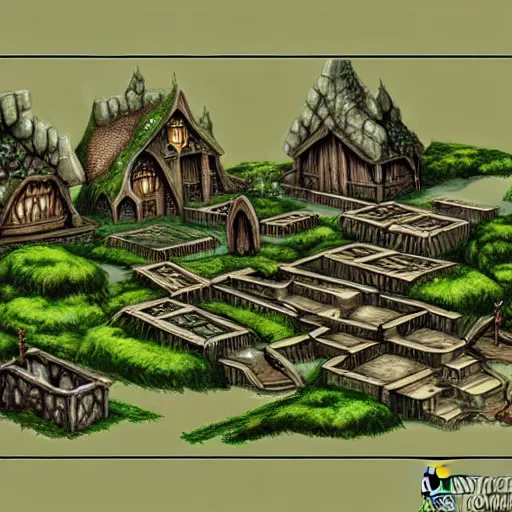 Image similar to elven town in forest, d & d, concept art