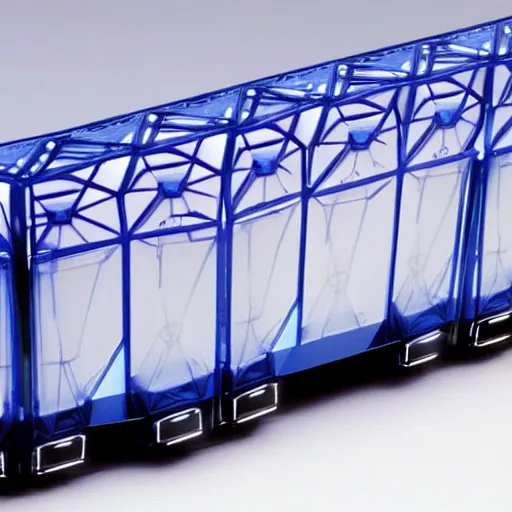 Image similar to a blue hexagonal train from the movie tron : legacy