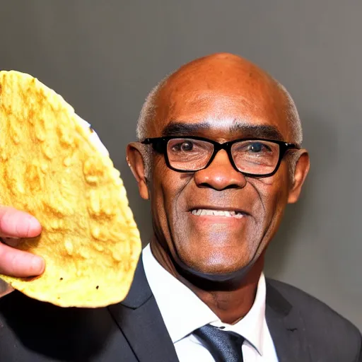 Prompt: trevor phillips holding a taco