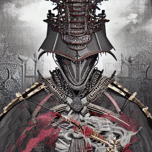 Prompt: Victorian Gothic Samurai, hd, intricate, bloodborne, 8k, digital art