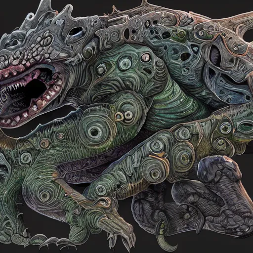 Image similar to Creature that is an amalgam of every other creature, 4K, very detailed, digital art