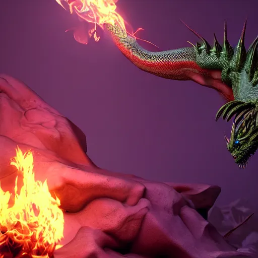 Prompt: 🔥 🐉 🧙♂, blender 3 d render,