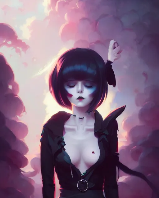 Prompt: portrait of cute goth girl, anime key visual, by peter mohrbacher and ilya kuvshinov and wlop and makoto shinkai