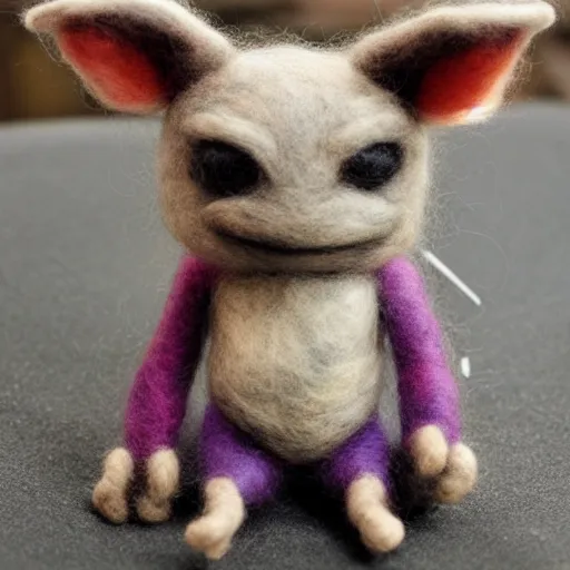 Prompt: a needle felted goblin, needle felting art.