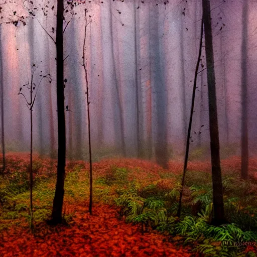 Image similar to A forest in the autumn, Impressionist Noir