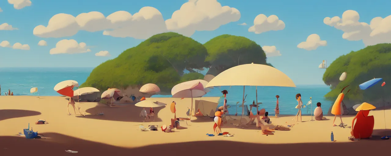 Prompt: goro fujita ilustration of a summer beach, painting by goro fujita, sharp focus, highly detailed, artstation