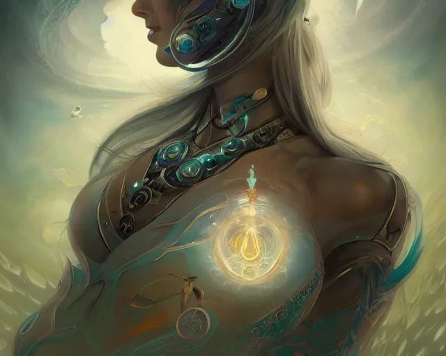 Image similar to portrait of a beautiful cybernetic emanation from the book \'angelarium\', by pete mohrbacher and artgerm and wlop, digital art, highly detailed, intricate, fantasy, mystical, Trending on Artstation HQ, deviantart, unreal engine, 4K UHD image