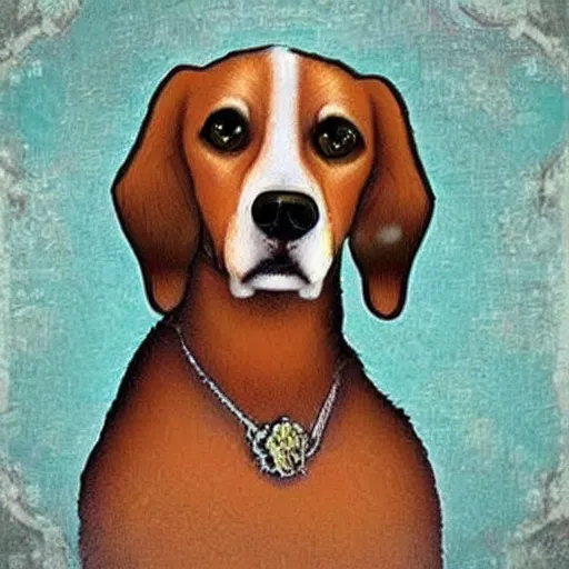 Image similar to dog as the monalisa