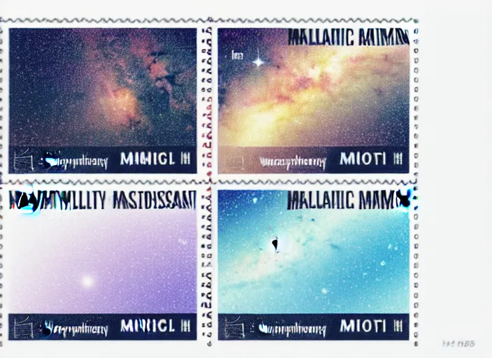 Prompt: a minimalistic milky way galaxy as a postage stamp, minimalistm, voroni diagram