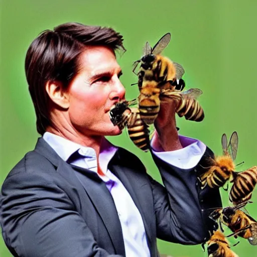 Prompt: Tom Cruise eating honeybees