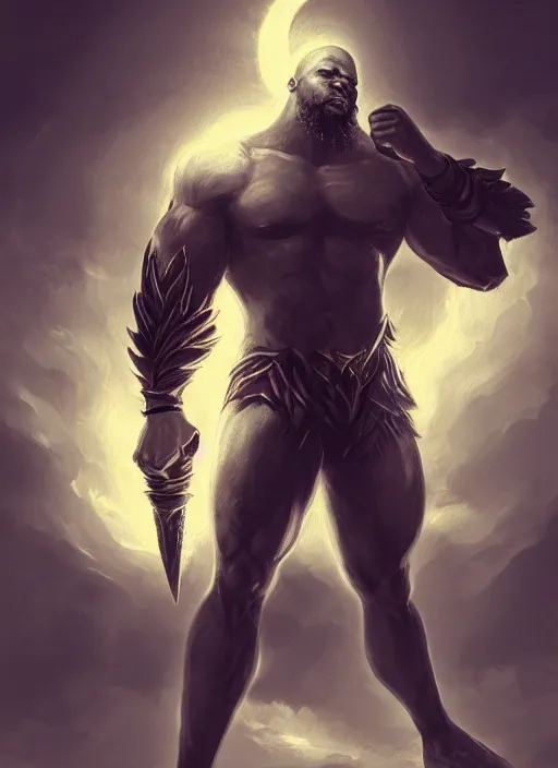 Image similar to a highly detailed illustration of bearded short fade hair african warrior god of lightning, evil summoning lightning from hands pose, moonlit clouds background, muscular, intricate, elegant, highly detailed, centered, digital painting, artstation, concept art, smooth, sharp focus, league of legends concept art, WLOP