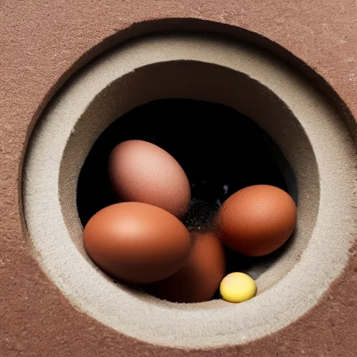 Image similar to closeup of a hole expelling an egg, extremely realistic, award winning photograph, national geographic