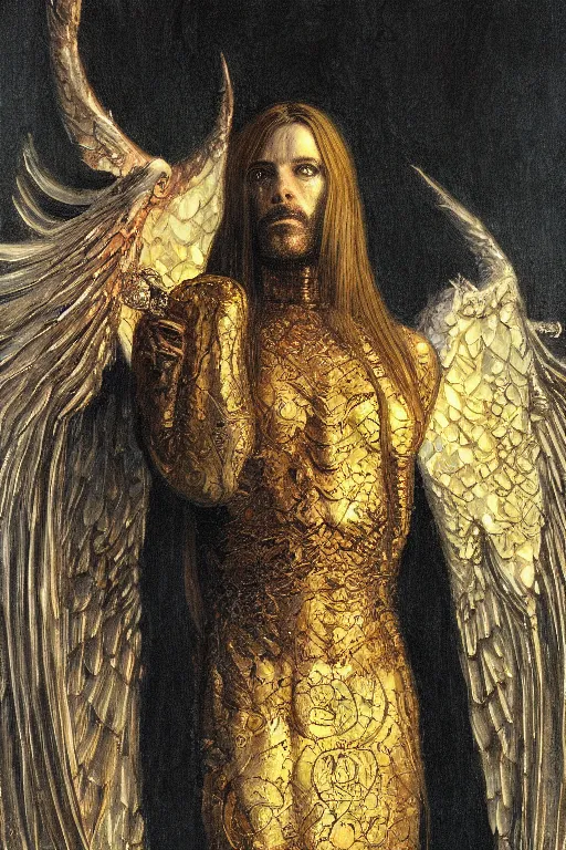 Prompt: portrait of lucifer the ruler of hell, by giancola, very detailed art, elegant, sophisticated, high resolution, smooth