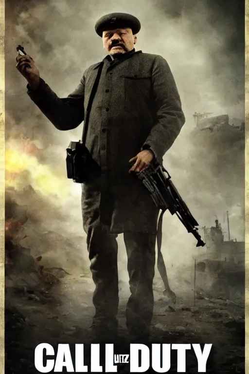 Prompt: lenin in call of duty warzone, poster, detailed
