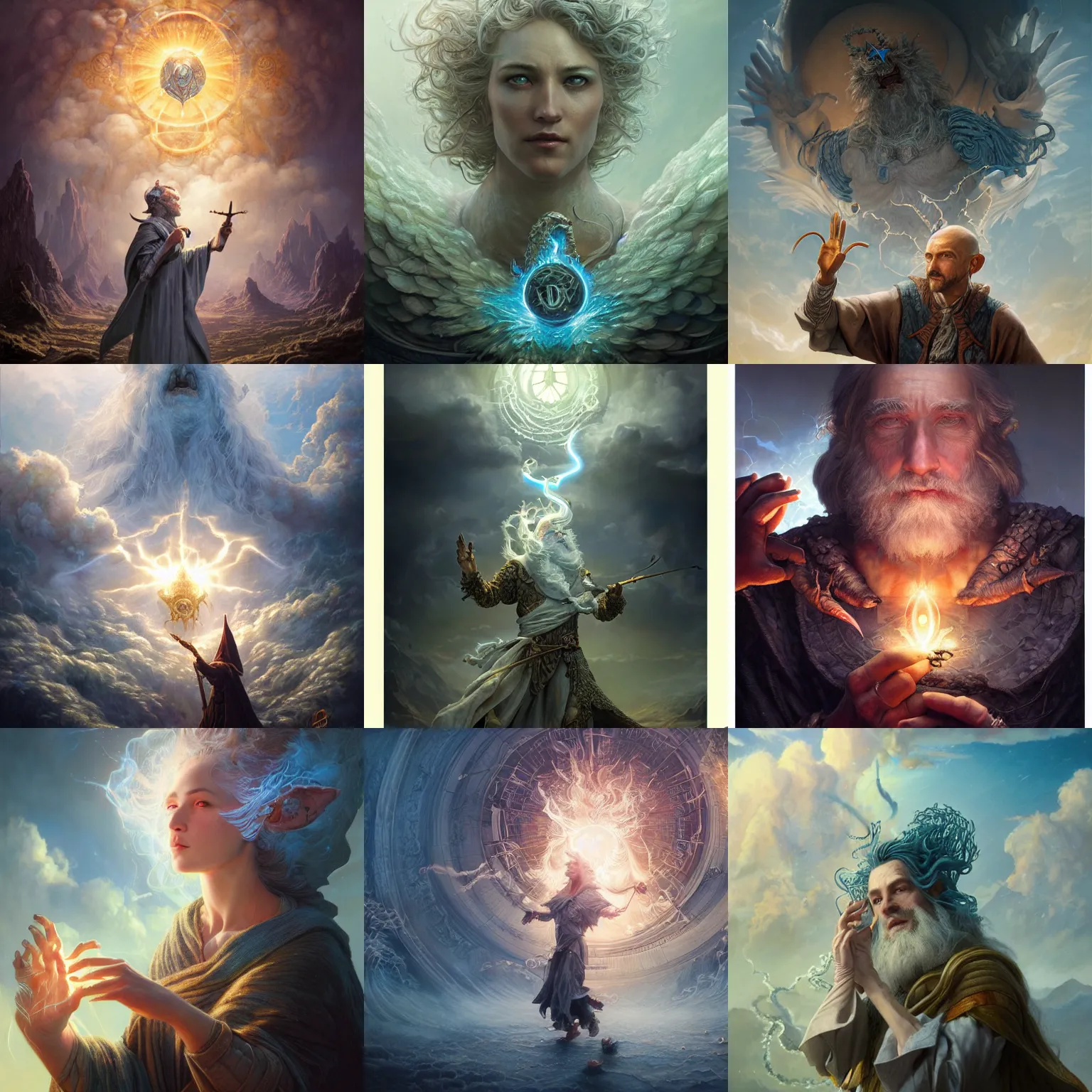 Prompt: a hyperrealistic illustration of a d & d wizard casting the spell stinking - cloud, 8 k ultra realistic creature, detailed intricate, with fractal sunlight, award - winning, masterpiece, in the style of tom bagshaw, cedric peyravernay, peter mohrbacher