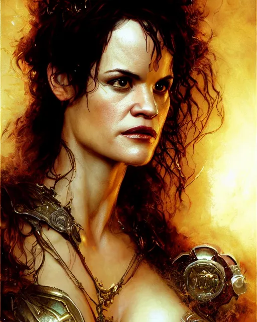 Image similar to portrait of a young carla gugino as soceress, fantasy character portrait, ultra realistic, concept art, intricate details, highly detailed by greg rutkowski, gaston bussiere, craig mullins, simon bisley