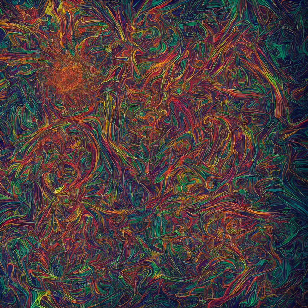 Image similar to - a therianthrope made out of dark matter in the style of alex grey - cinematic lighting 8 k octane render