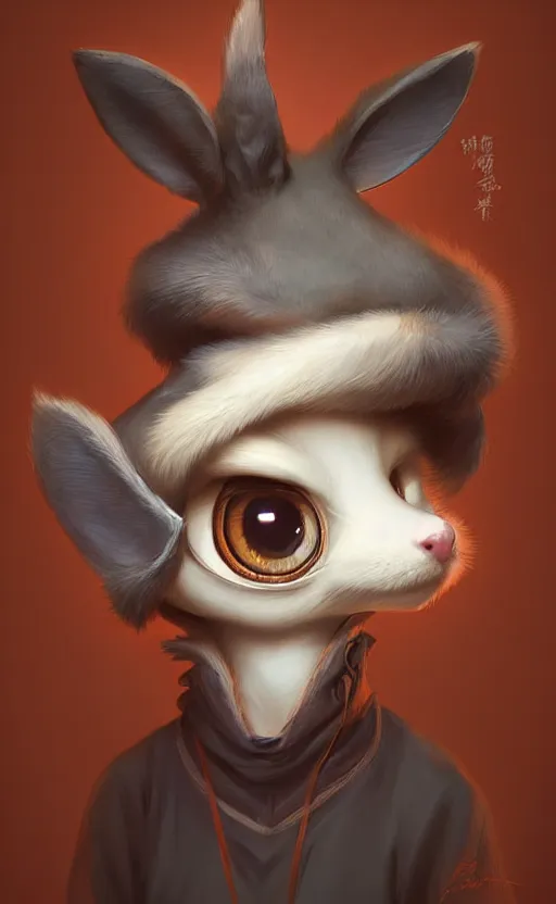 Image similar to a beautiful portrait of a cute anthropomorphic humanoid fursona. big eyes. character design by cory loftis fenghua zhong ryohei hase isma