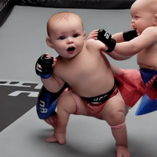 Prompt: Babies fighting each other in the UFC