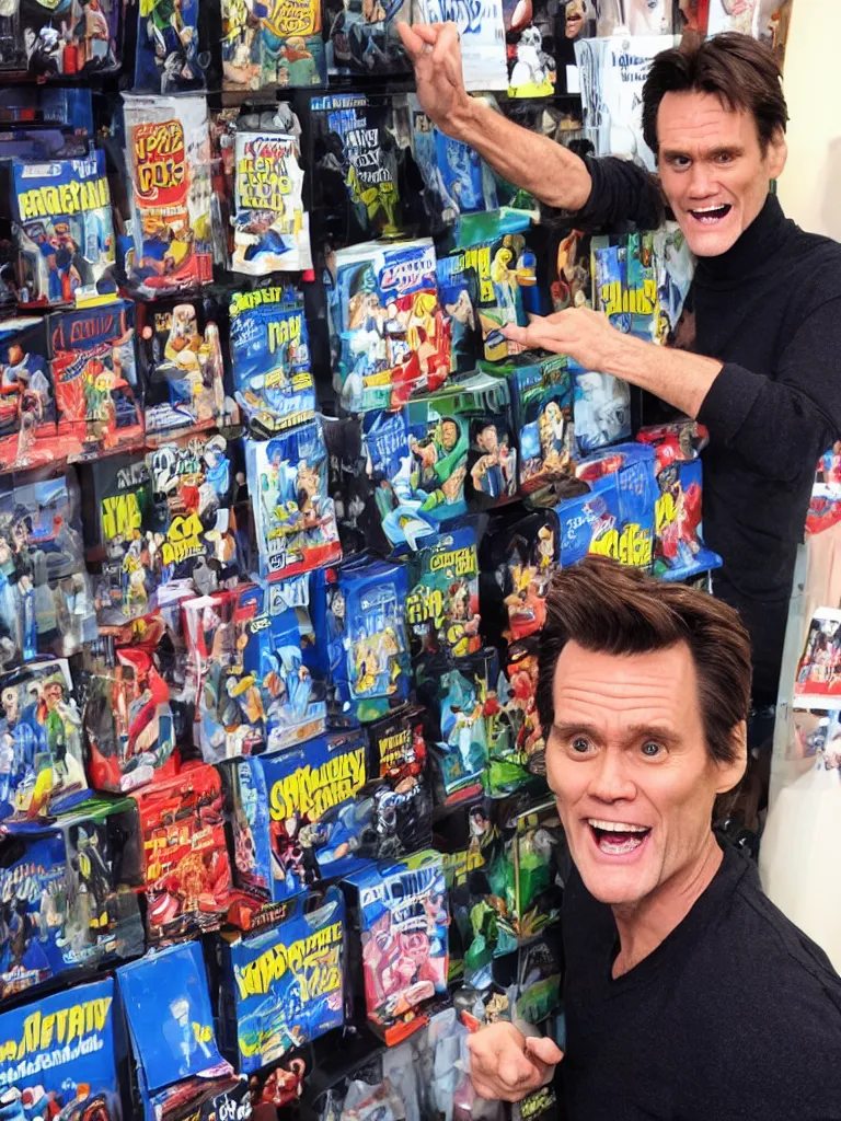 Prompt: Jim Carrey's action figure, product showcase