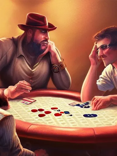 Image similar to guys arguing during a poker match. angry intricate, elegant, highly detailed, digital painting, artstation, concept art, sharp focus, illustration, by justin gerard and artgerm, 8 k