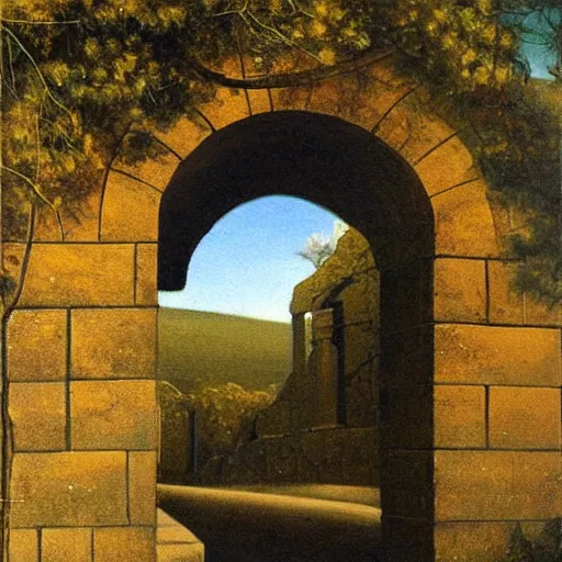 Image similar to a painting of an archway, by clarence holbrook carter