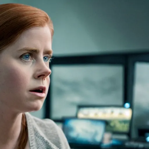 Prompt: a still of young Amy Adams playing videogames, in the movie Arrival, highly detailed and intricate, bokeh, sharp image, cinematic lighting, 8k HDR