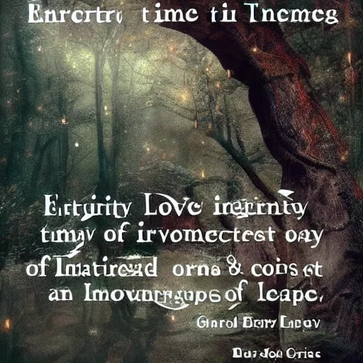 Prompt: Eternity is in love with the creations of time creative Creatures and monsters wander the landscapes of the Imagination