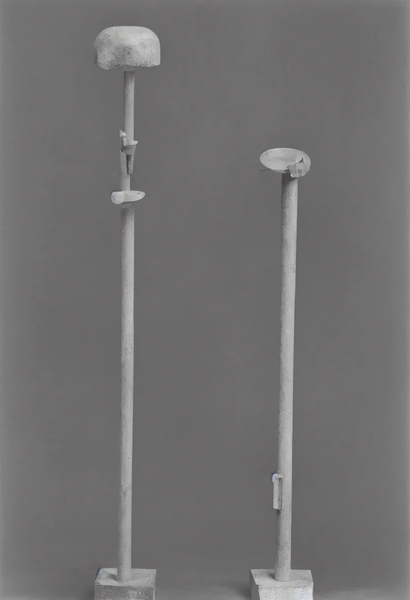 Image similar to In Advance of the Broken Arm by Marcel Duchamp, simple readymade object on a pedestal, courtesy of Centre Pompidou, archive photography by Richard Avedon