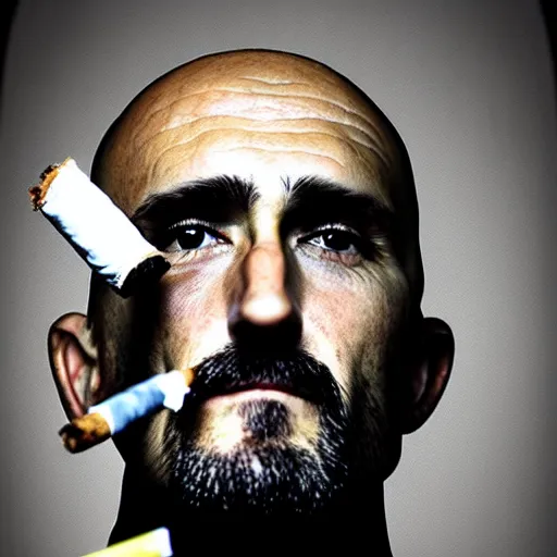 Image similar to very accurate photo, very coherent image, hyper realistic photo of a man holding a cigarette in a hand, by Omar Reda, Tim Booth, award-winning shot