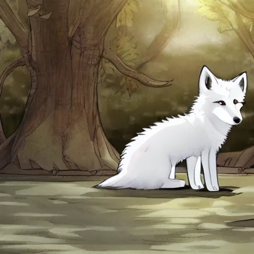 Prompt: cute white fox in kyoto, anime art, pixiv