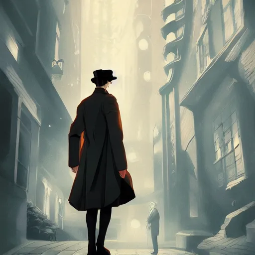 Image similar to Sir Arthur Conan Doyle as Sherlock Holmes, ambient lighting, 4k, anime key visual, lois van baarle, ilya kuvshinov, rossdraws, artstation