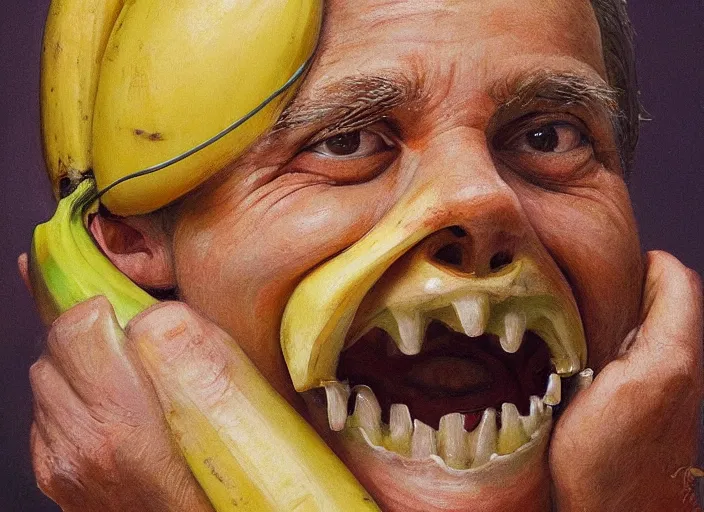 Prompt: a highly detailed banana portrait of a dentist, james gurney, james jean