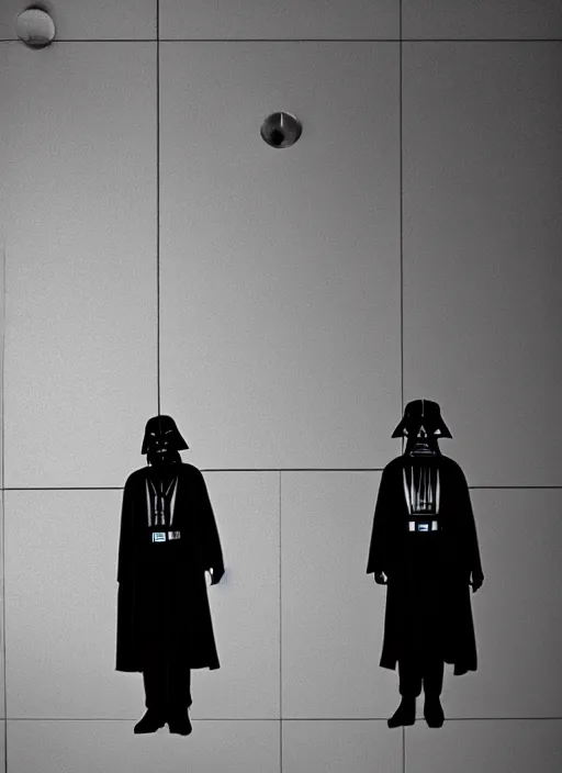 Image similar to yoda and darth vader at separate urinals next to each other, photorealistic photography