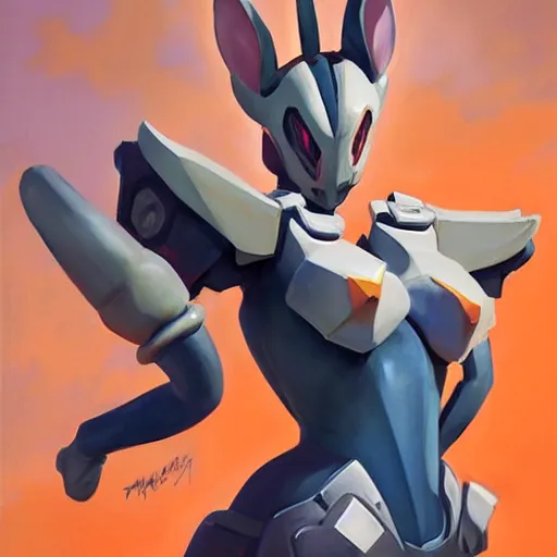 Image similar to greg manchess portrait painting of partially armored sylveon as overwatch character, medium shot, asymmetrical, profile picture, organic painting, sunny day, matte painting, bold shapes, hard edges, street art, trending on artstation, by huang guangjian, gil elvgren, ruan jia, greg rutkowski, gaston bussiere