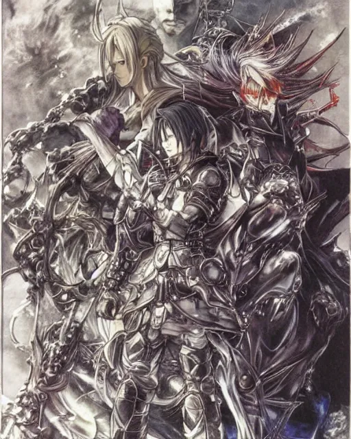 Image similar to conceptual art from from final fantasy by master artist yoshitaka amano, masterpiece w 1 0 2 4