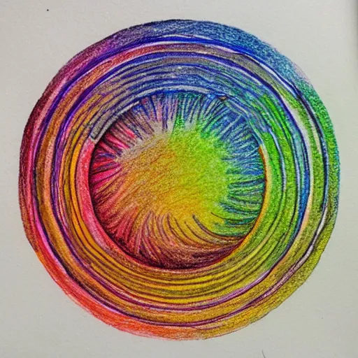 Image similar to circle of life, color pencil sketch, white background, rainbow colors, 8 k