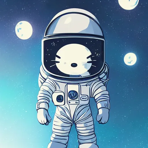 Image similar to portrait of an astronaut hello kitty, concept art by makoto shinkai, dan mumford, digital art, highly detailed, intricate, sci-fi, sharp focus, Trending on Artstation HQ, deviantart, unreal engine 5, 4K UHD image