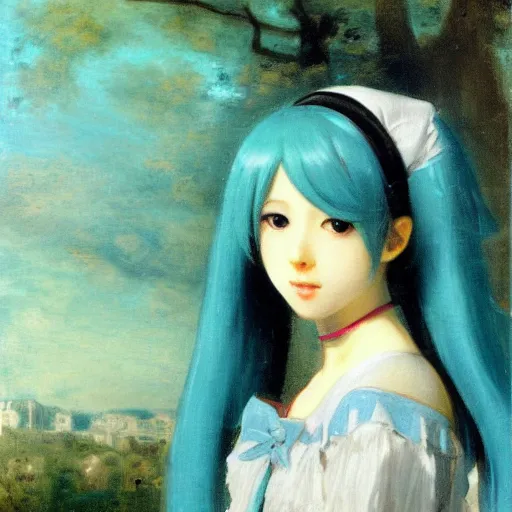 Image similar to Hatsune Miku by Camille Corot